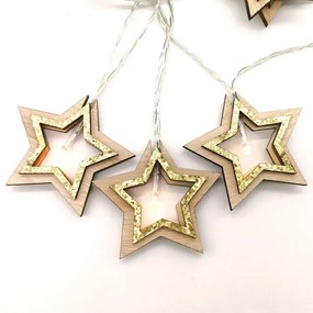 Χριστουγεννιάτικα Λαμπάκια Σειρά Glitters Stars 10 Led X061011206B 135+30cm 0,45W Με Μπαταρία Beige-Gold Aca