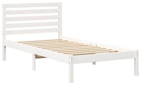 vidaXL Σκελετός Κρεβατιού Λευκό 75 x 190 cm Μασίφ ξύλο πεύκου