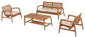 Σετ κήπου Σαλόνι DOVER 4 τεμ Ανακυκλωμένο TEAK Φυσικό με Λευκά Μαξιλάρια