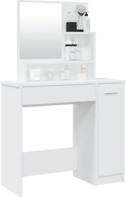 vidaXL Μπουντουάρ με Καθρέφτη Λευκό 86,5 x 35 x 136 εκ.