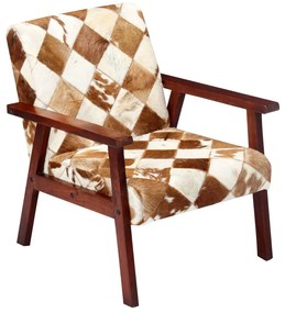 vidaXL Πολυθρόνα Λευκό / Καφέ από Γνήσιο Δέρμα Κατσίκας