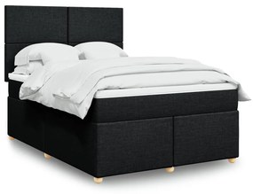 Κρεβάτι Boxspring με Στρώμα Μαύρο 140x190 εκ. Υφασμάτινο