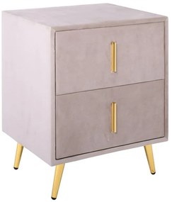 WOODWELL Ε8803,Κ12PASSION  Κομοδίνο με 2 Συρτάρια, Ύφασμα Velure Απόχρωση Cappuccino 51x40x65cm Ε8803,Κ12