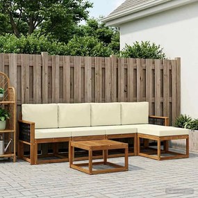 vidaXL Σειρά Καναπέ Εξωτερικού 6 pcs Φυσικό και Κρέμα Πολυεστέρας