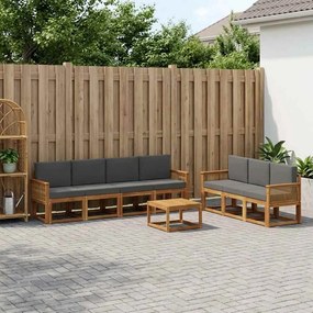 vidaXL Σειρά Καναπέ Εξωτερικού 8 pcs Φυσικό και Ανθρακί Πολυεστέρας