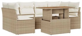 vidaXL Σετ Καναπέ Κήπου με μαξιλάρι 7 pcs μπεζ και κρεμ