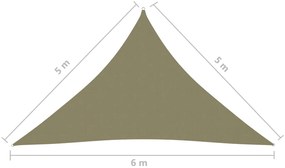 vidaXL Πανί Σκίασης Τρίγωνο Μπεζ 5 x 5 x 6 μ. από Ύφασμα Oxford