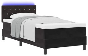 vidaXL Κρεβάτι με ελατήρια με στρώμα Μαύρο 90 x 200 cm Βελούδο