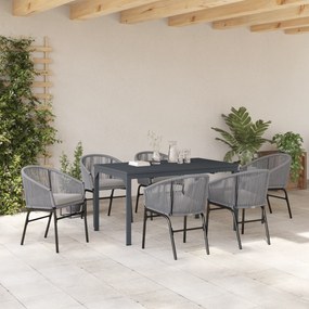 vidaXL Σετ τραπεζαρίας κήπου 7 τεμαχίων με μαξιλάρια Γκρι πολυρατάν