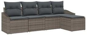 vidaXL Σέτ φαγητού για κήπο 5 pcs Γκρι Πολυ rattan, βαμμένο ατσάλι