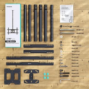 TV SET ACC CEILING MOUNT/32-80" BLACK N2L-B ONKRON