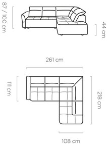 Γωνιακός καναπές Morello L-Gkri-Δεξιά