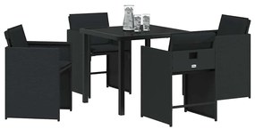 vidaXL Σέτ φαγητού για κήπο με μαξιλάρι 5 pcs Μαύρο Πολυ ράταν