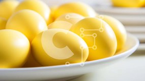 Intra Συλλεκτικό Ξύλινο Παζλ Plywood 4mm - Πασχαλινά αυγά σε λευκό μπολ στο τραπέζι Σε Ξύλινο Κουτί - Διαστάσεις: 10x10 cm – 25 κομμάτια