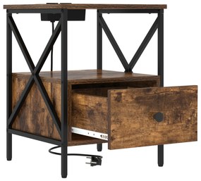 vidaXL Κομοδίνο με συρτάρι 2 pcs Καπνιστή δρυς 41.5 x 40.5 x 55 εκ.
