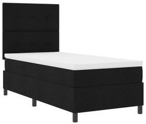 vidaXL Κρεβάτι με Σπείρες και Στρώμα & LED Μαύρο 90x190 εκ. Ύφασμα