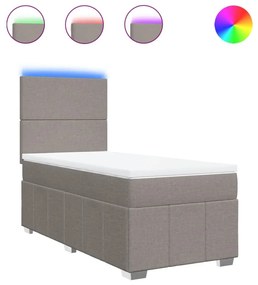 Κρεβάτι Boxspring με Στρώμα Taupe 80x200 εκ. Υφασμάτινο - Μπεζ-Γκρι