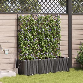 vidaXL Γλάστρες Κήπου 1 τεμ Καφασωτό Μαύρο 120 x 40 x 142 cm Πλαστικό