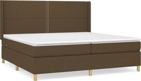 vidaXL Κρεβάτι Boxspring με Στρώμα Σκούρο Καφέ 200x200 εκ. Υφασμάτινο