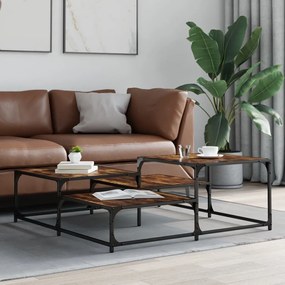 vidaXL Τραπεζάκι Σαλονιού Καπνιστή Δρυς 107x107x40 εκ. Επεξεργ. Ξύλο