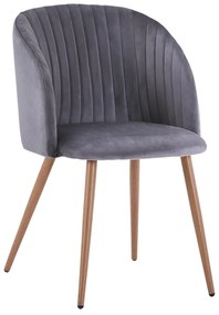 Armchair Leah with velvet grey and metallice legs  51x58x80 cm