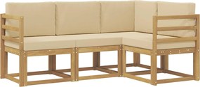 vidaXL Σειρά Καναπέ Εξωτερικού με μαξιλάρι 4 pcs Λευκό και Μπεζ
