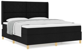 vidaXL Μαύρο Υφασμάτινο Κρεβάτι με Στρώμα 180 x 200 εκ.