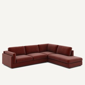 Γωνιακός καναπές με σεζλόνγκ από υφασμα μπουκλέ, César