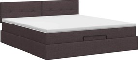 vidaXL Κρεβάτι Ottoman με στρώμα Σκούρο Καφέ 140 x 200 cm Ύφασμα