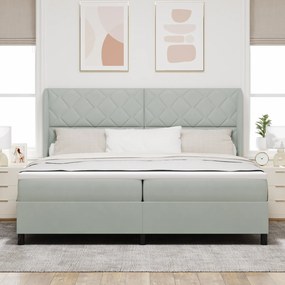 vidaXL Κρεβάτι με Στρώμα Light Grey 200x200 εκ. Βελούδο