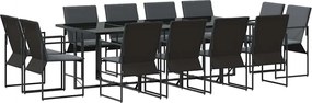 vidaXL Σέτ φαγητού για κήπο 13 pcs Μαύρο Ατσάλι