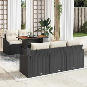 vidaXL Σετ Καναπέ Κήπου με αποθήκευση 6 pcs Μαύρο Πολυ ράταν
