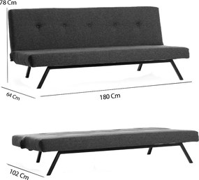 3-Seat Sofa-Bed Zola - Dark Grey Dark Grey