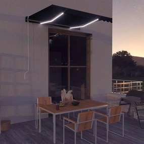 vidaXL Χειροκίνητη τέντα με ηλιακό LED 3 x 2,5 m Ανθρακί