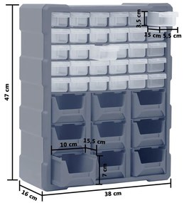 Κουτί Αποθήκευσης/Οργάνωσης με 39 Συρτάρια 38 x 16 x 47 εκ. - Γκρι
