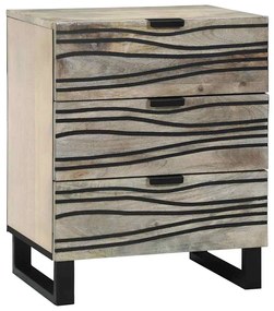 Κομοδίνο Λευκό και Μαύρο 50 x 33 x 62 εκ. Μασίφ ξύλο ακακίας