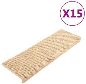 Πατάκια Σκάλας Αυτοκόλλητα 15τεμ. Όψη Σιζάλ Αν. Μπεζ 65x21x4εκ.