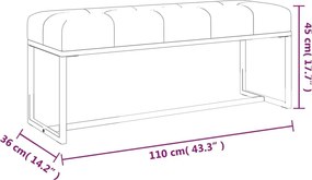 vidaXL Πάγκος Γκρι 110 x 36 x 45 εκ. Βελούδινος