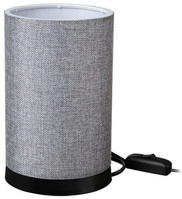 Φωτιστικό Επιτραπέζιο 14-0312 Tl-07/H-04 1/E27 Φ14x23,5cm Κυλινδρικό Αμπαζούρ Grey-Black Heronia Metal, Fabric