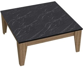 Τραπέζι Σαλονιού Lorenz 875ZNA2812 85x35x85cm Marble Effect Black-Walnut
