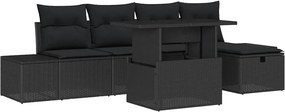 vidaXL Σετ Καναπέ Κήπου 6 pcs Μαύρο συνθετικό ρατάν