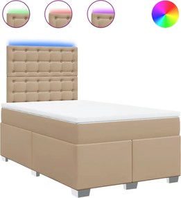 vidaXL Κρεβάτι Boxspring με Στρώμα Καπουτσίνο 120x200εκ.από Συνθ.Δέρμα