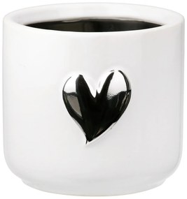Planter Heart Motif Κεραμικό Λευκό D8X9Cm D8X9Cm