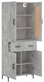 vidaXL Ντουλάπι Γκρι Σκυροδέματος 69,5x34x180 εκ. Επεξεργασμένο Ξύλο