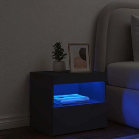 vidaXL Κομοδίνο με Φώτα LED Μαύρο 50 x 40 x 45 εκ.