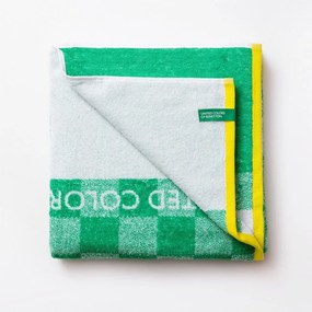 Πετσέτα Θαλάσσης Παιδική Kids Squares Green Benetton Θαλάσσης 70x140cm 100% Cotton