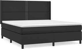 vidaXL Κρεβάτι Boxspring με Στρώμα Μαύρο 180x200εκ.από Συνθετικό Δέρμα