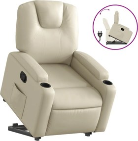 vidaXL Πολυθρόνα Ανακλινόμενη με Ανύψωση Κρεμ από Συνθετικό Δέρμα