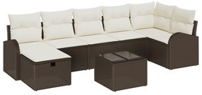 vidaXL Σετ καναπέ 8 τεμαχίων  με μαξιλάρια Καφέ Πολυ ρατάν