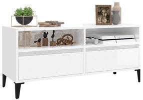 vidaXL Έπιπλο Τηλεόρασης Γυαλ. Λευκό 100x34,5x44,5 εκ. Επεξεργ. Ξύλο